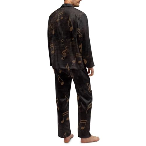 Mens Pajamas Set, 2 Pcs Soft Notch Collar Pajamas for Men, Casual Long Sleeve Mens Sleepwear with Pockets2