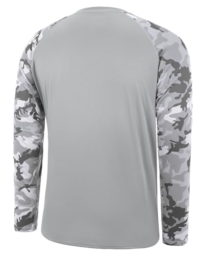 FISHEAL Long Sleeve Fishing Shirt for Men, UPF 50+ Sun Protection Rash Guard with Camo Print, Quick-Dry UV Shirt for Swimming Hunting Outdoor