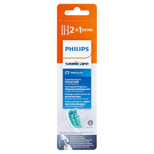 Philips Sonicare Lot de 3 têtes de brosses à dents électriques soniques ProResults Standard, Blanc (modèle HX6013/10)