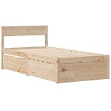 Letto Singolo in Legno Massello di Pino, Telaio Letto, Base Letto, Letto in Legno, Struttura Letto, Letto con Cassetti 100x200 cm, Legno Naturale, vitaXL