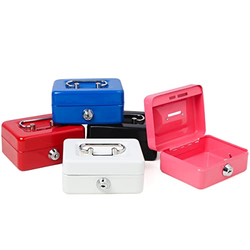 Small Cash Box with Lock and Slot, Decaller Locking Money Box, Metal Coin Piggy Bank for Adults and Kids - Thumbnail 6