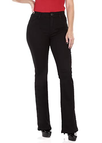 Calça Boot Cut Cintura Alta, Feminino, Sawary Jeans, Black, 40