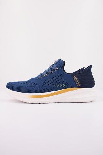 Skechers Homme Slade Quinto Slip-In ENTRAINEUSE, Blue Knit, 43 EU