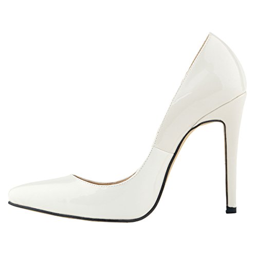LOSLANDIFEN Womens Shoes Closed Toe High Heels Women's Pointed Slender Leather Pumps (35 M EU/5 B(M) US, Beige)