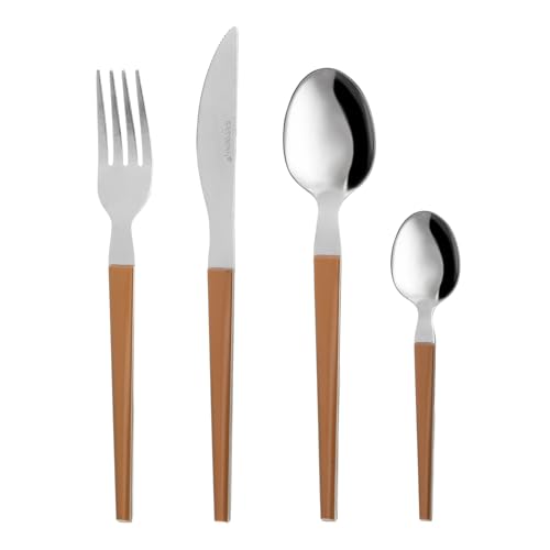 Set 24 posate in acciaio manico marrone Diletta
