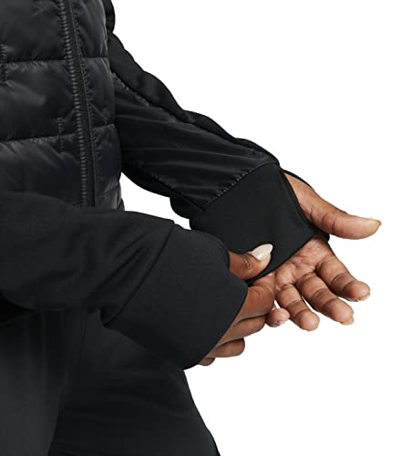 Nike Therma Jaqueta feminina de corrida com zíper sintético, Preto, M