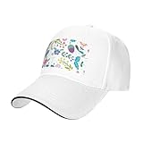 QPIPGER Gorra de béisbol con diseño de flores de garabatos de colores, transpirable, ajustable, unisex, a la moda, casual, color negro, blanco, Talla única