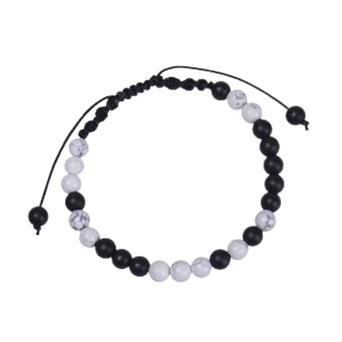 Schmuck Pulsera 6 mm Piedra Natural Código Morse Tejida Ajustable con Tarjeta para Él y Ella, Elástica Hombre Mujer - 20 cm Grifos del Hogar