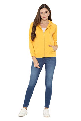 Image of Allen Solly Women's Synthetic Hooded Neck Sweatshirt | Long Seelves Regular Fit Zipper