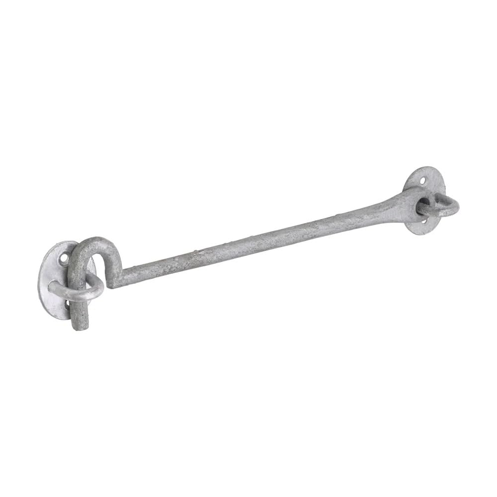 Manor Galvanised 12" (300Mm) Heavy Duty Cast Iron Cabin Hook & Eye Latch – Door & Gate Holder Stay – Windproof Catch For Gates, Doors & Fences