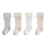 WATOCHE Baby Girl Tights 4 Pack Cable Knit Mesh Lace Leggings Stockings Bowknot Cotton Pantyhose for Toddlers(4 Pack-Knit Floral,12M)