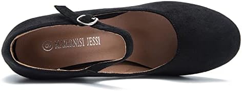 MAIERNISI JESSI Women's Mary Jane Pumps, Closed Round Toe, Block Heel with Ankle Strap Buckle, 3.54 Inch High Heel - Image 4