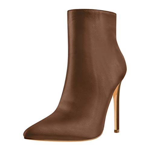 onlymaker Women’s Fashion Piont Toe Zip up Stiletto Heels Ankle Boots4