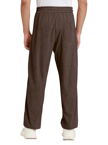 Image of Men's Soft Fabric Trousers | Relaxed Fit Corduroy Trousers with Stretch Waist for Men