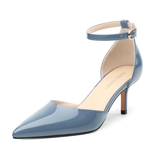 Pointed Closed Toe Heels for Women, Women's Ankle Strap Pumps, Wedding Party Office Business Dress Shoes - Main Image