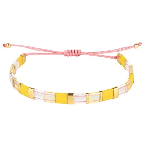 Image of KELITCH Colorful Tila Beaded Bracelets Women Strand Friendship Bracelet Handmade New Link Cuff Bracelets