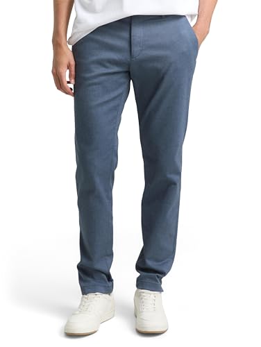 Tom Tailor Herren Slim Fit Stretch Chino Mit Gürtel Hose, 39127 - Blue Navy Zig Zag Structure, 34W / 32L EU