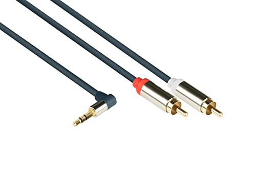 Câble de Connexion Audio Good Connections Prise Jack 3,5 mm vers fiche RCA 2X (RCA) - coudé d'un côté 2 m Bleu foncé