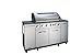 GrillChef Barbacoa de gas 6Br y SB de acero inoxidable, 162,5 x 55,5 x 119,5 cm