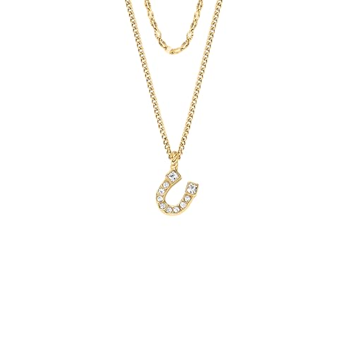 Image of Fossil Women's Gold-Tone Stainless Steel Pendant Chain Necklace for Women