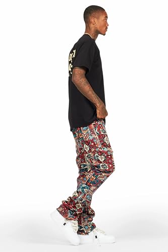 Men's Nard Red Multi Tapestry Stacked Flare Jean3