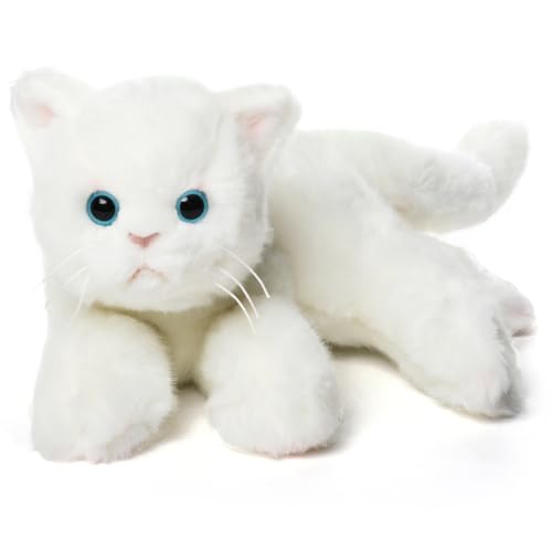 Image of Bearington Muffin White Cat Stuffed Animal - 15 inch Realistic White Cat Stuffy with Soft Plush Fur and Floppy Body - Adorable Stuffed Kitty Cats for Girls - Gift for Kids, Toddlers and Kitten Lovers