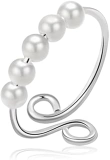 EUDORA Harmony Ball Fidget Anxiety Ring for Women 925 Sterling Silver Adjustable Spinner Open Rings Fidget Ring for Anxiety Stress Relief for Girls Daughter Gift