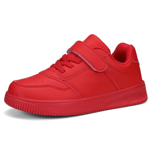 DSWED Red Kids Tennis Shoes for Boys Girls Lightweight Breathable Knit Athletic Fashion Sneakers Running Shoes Little Kid Size 2 M US