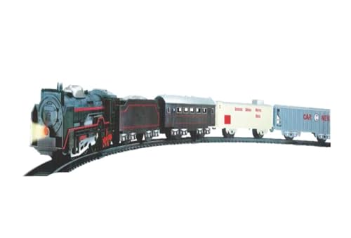 Image of Braintastic Battery Operated Toy Train Set with Engine, 1 Locomotive,14 Sets of Tracks,1 Boxer and1 Passenger Car Railway-19 Pcs, Medium Size with Headlight