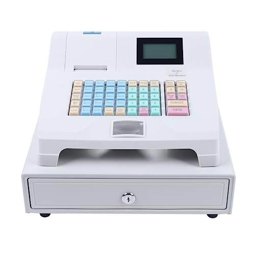 Cash Register with Point of Sale,48-Keys LED Display,Electronic Cash Register with Removable CashTray,Small Square Money Drawer,Multifunction Cash Register for Small Business/Retail/Restaurant