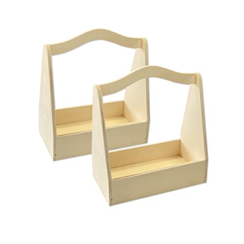 2 Stück unlackierte Holzträger kleine Holz-Bastel-Werkzeugkiste mit Griff für die Aufbewahrung von Sammlungen (außen 10,7 x 20,3 x 22,9 cm, innen 9,4 x 18,3 x 17,8 cm) Cover