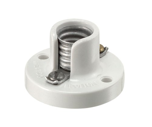 Leviton Candelabra Base, One-Piece, Keyless, Incandescent, Urea Lampholder, 10028, White