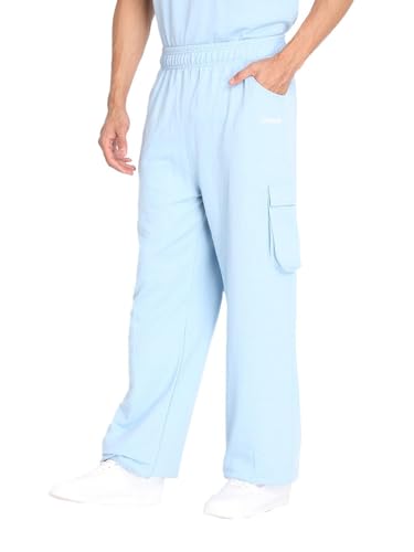 Image of CHKOKKO Men's Baggy Track Pants for Gym Workout Running Casual Wear Sports Lower with Pockets Adjustable Drawstring Waist Lightweight Quick Dry Activewear Fitness