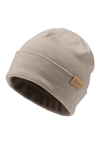 Sterntaler Beanie aus feiner Strickware - Zeitlose Unisex Mütze mit Umschlag - passend für Jungen und Mädchen - Zwei Tragevarianten - bequem und elastisch - Sand, Größe 47