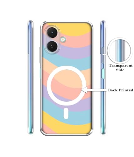 Image of Back Cover for Tecno Spark Go 2 4G Pastel Rainbow Waves Magnetic Ring Design (Not Magnetic Compatible) | UV Printed Soft TPU Shockproof Back Case for Tecno Spark Go 2 4G