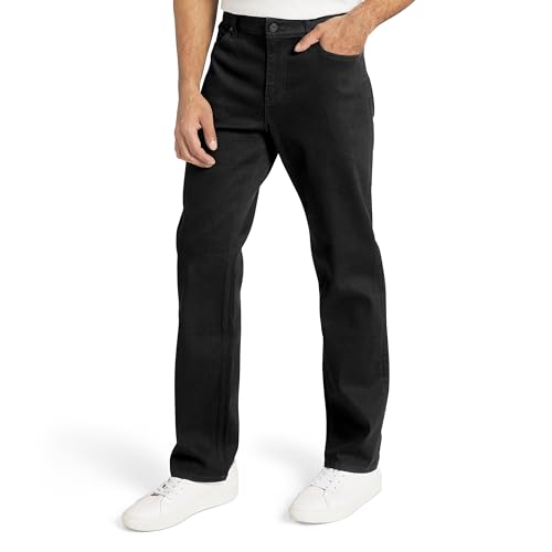 's 5 Pocket Relaxed Fit Stretch Waist Denim Jeans, Black, 40w X 32l