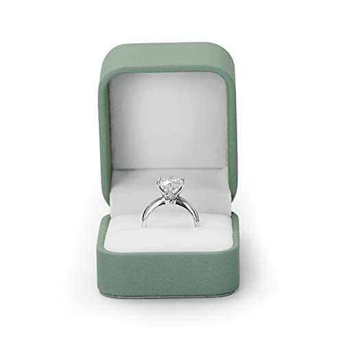 Ring Box Green Velvet Ring Gift Box Wedding Jewelry Gift Box for Birthday, Proposal,Wedding, Valentine's Day ((Green)