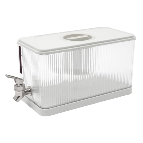 Water Juice Drink Dispenser for Fridge, 4.5L Plastic Drink Dispenser with Spigot, Water Drink Beverage Dispenser Containers with Lids, Foldable Stand Base, -20~120°C, Modern (White) -  HuaShuani, Party Iced Drink Dispenser