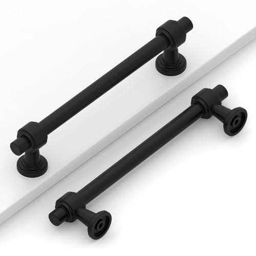 Image of 10 Pack 5 inch(128mm) Matte Black Cabinet Pulls Kitchen Cabinet Handles Black Cabinet Hardware Drawer Pulls for Cupboard CK0081
