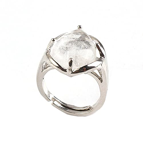 HGJH Bague Femme, Bague en Pierre De Quartz Cristal Redimensionnable Cristal De Roche Naturel Goutte d'eau Bague en Pierre pour Les Femmes Bijoux De Fête Cover