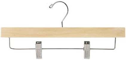 Wooden Skirt and Pant Hanger 14 Inches with Silver Hooks - Case of 50