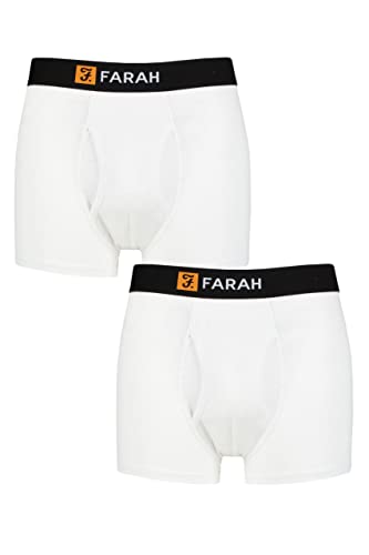 Farah Herren Klassisch Streifend und Schmucklos Bambus Schlüsselloch Trunks Packung 2 Streifen Weiß S