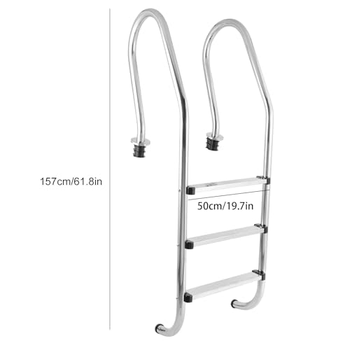 Escalera para piscina de acero inoxidable con 3 peldaños antideslizantes miniatura 4