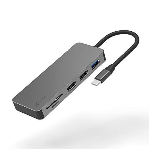 HUB USB 3.0 Type-C 7-en-1 Xlayer gris pour le télétravail nomade efficace