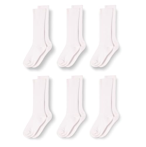 Amazon Essentials Unisex Kids' Casual Cotton Ribbed Knee High Socks, 6 Pairs