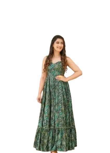 mebber Women’s Green Printed Sleeveless Anarkali Maxi Dress | Ethnic Floral Long Dress with Flared Hem | Printed Sleeveless Anarkali Maxi Dress | Ethnic Floral Long Dress with Flared Hem-picture-24