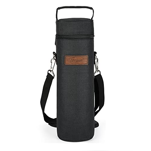 Kato Tirrinia Sac isotherme pour 1 bouteille - Sac à vin isotherme - Portable - Avec sangle - Pour pique-nique, fête, BYOB, restaurant, dégustation de vin - Noir - 10 x 34 cm Cover