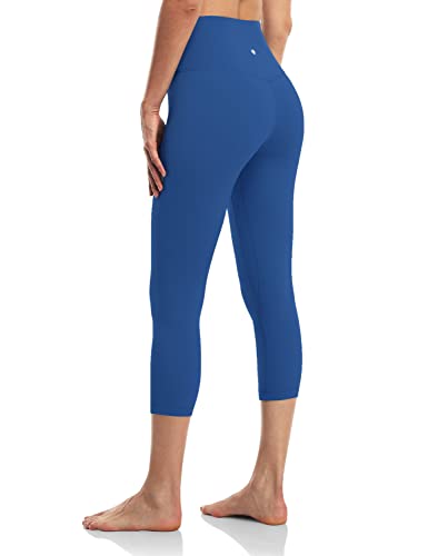 Heynuts Formerly Hawthorn Athletic High Waisted Yoga Capris Leggings For Women, Buttery Soft Workout Cropped Pants Compression 3/4 Leggings 21'' Classic Blue M(8/10) #TOP9