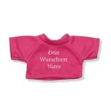 Luteus Design Personalisiertes Kuscheltier mit Mini-T-Shirt – Teddybär – Geschenk zur Geburt, Taufe oder Ostern – ohne Tintenaufdruck (Folienveredelung) (Pink, M (ca. 25/35,5 cm))