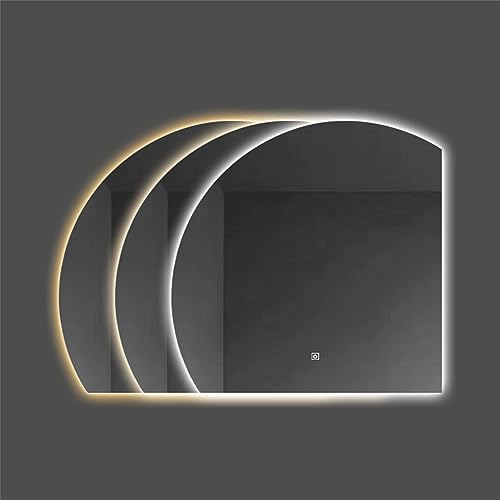 Miroir de salle de bain LED demi-cercle 80 cm rétroéclairé moderne - 7